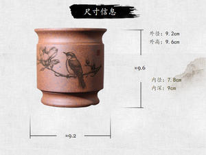 Hecho a mano arcilla púrpura madera esmaltada clásico mar ola y Magnolia patrón Durable decoración del hogar maceta de escritorio - Product Image 6