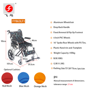 Silla de ruedas <span class=keywords><strong>manual</strong></span> portátil ligera para discapacitados Aluminio plegable con asa trasera para viajes - Product Image 4