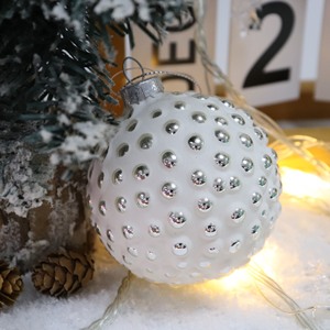 Personalizzato rotondo 8cm bianco appeso ornamenti di natale palla di vetro per la decorazione dell'albero di Natale - Product Image 5