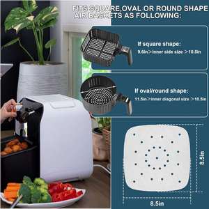 Papier sulfurisé perforé blanc carré de 8,5 pouces, doublures jetables en papier sulfurisé pour friteuses à air, cuisson et four - Product Image 5