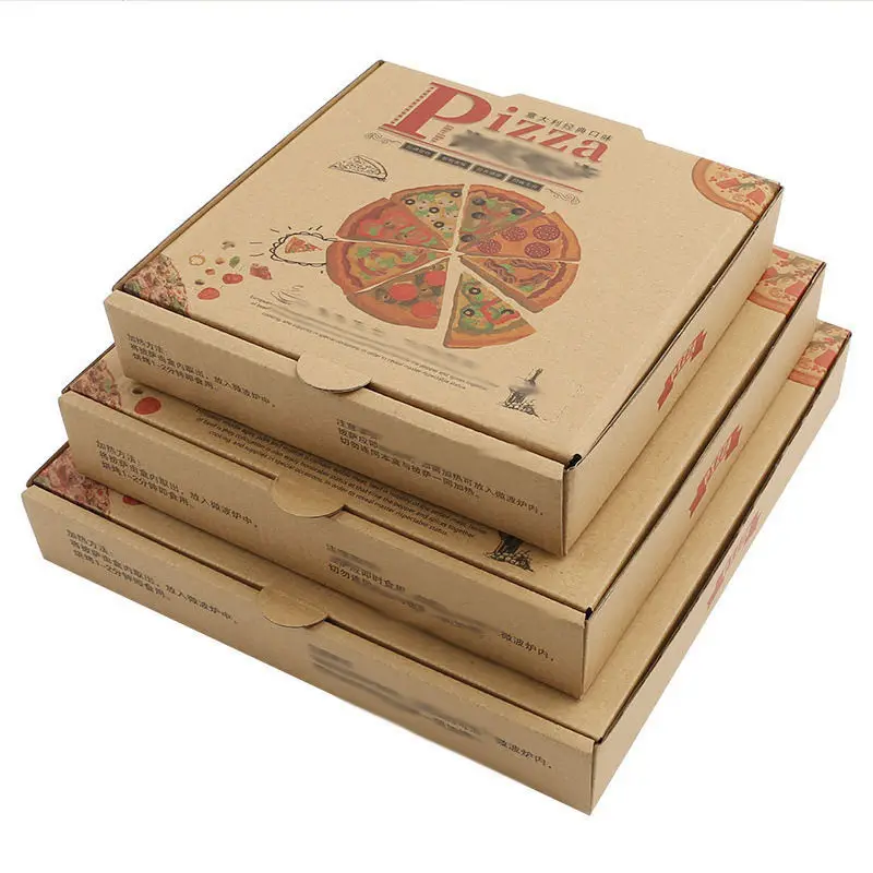 Caixa de pizza de papel Kraft personalizada caixa de pizza de 6 polegadas 10 polegadas 12 polegadas 14 polegadas