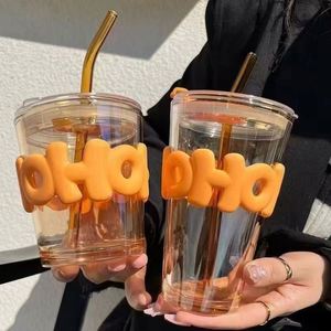 New Creative Ins Style Glass Drinking Souvenir Cup Portable Water Cup Production Logo for Back School PP Direct Applicable - Product Image 3