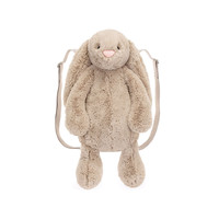 Sac à dos en peluche Lapin Timide Beige, Jouets en peluche Lapin, Poupées en peluche douces, Cadeau d'anniversaire idéal
