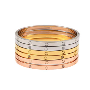 Unisex 18K altın kaplama zarif ayarlanabilir dar çapraz tırnak bilezik için paslanmaz çelik kolye moda Unisex için bilezik - Product Image 1