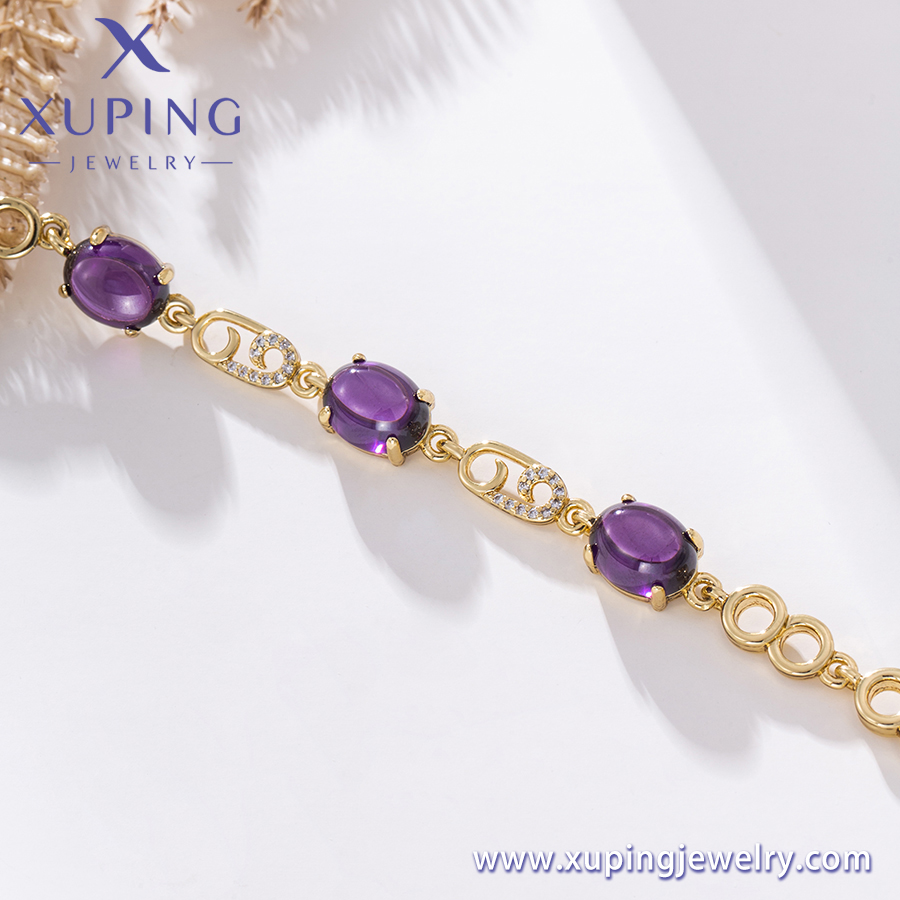 X000925435 Xuping Jewelry Purple Zircon Grain Chain Bracelet