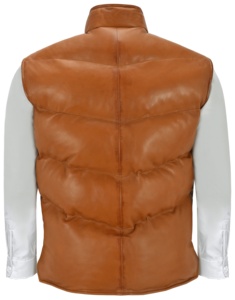 Chaqueta Acolchada Personalizada para Hombre, 100% Cuero Nappa Genuino, Color Intenso, Cierre YKK, Marca Privada OEM, Estilo Urbano Premium - Product Image 3