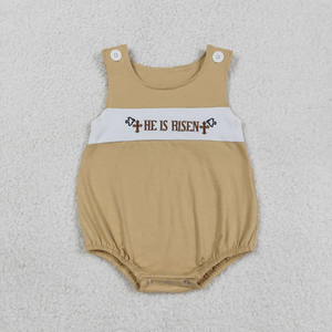 Romper de burbujas sin mangas para bebé niña con bordado de lazos de béisbol y puntos - Product Image 2