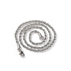 Cadena de Cuerda Trenzada de Acero Inoxidable de 2 mm, Chapada en <span class=keywords><strong>Oro</strong></span> Real de 18K, Estilo Hip Hop para Hombre, Longitudes de <span class=keywords><strong>18</strong></span>, 20, 22, 24, 26, 28, 30 Pulgadas, en Oferta - Product Image 6