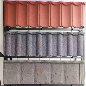 bossyin批发Dropship现代风格防火旧石板屋面维护材料彩色砂布涂层钢瓦