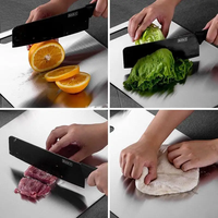 Planches à découper en acier inoxydable, planche à découper double face, planche à découper en titane pour la cuisine, logo personnalisé OEM