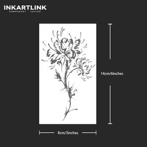 INKARTLINK Autocollant de tatouage Lys araignée Rouge Fleur de Lycoris Éclaboussures d'encre Abstrait Esthétique Herbacé Art corporel 15 jours Fournitures en vrac - Product Image 4