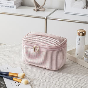 Offre Spéciale gros Portable velours côtelé tissu dame voyage organisateur bin cosmétique maquillage bac de rangement crayon panier ensemble de 4 pièces - Product Image 3