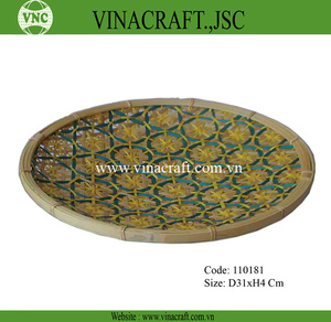 Nice Weaving Round <b>Bamboo</b> Fruit Craft <b>Basket</b> Vietnam Woven <b>Basket</b> <b>Bamboo</b> Rattan <b>Basket</b> for Food Serving Tray or Item Storage - Product Image 6