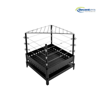 Grille d'angle carrée moderne en acier noir robuste avec fils de maintien et grille de cuisson pour foyer extérieur de jardin - Vente en gros