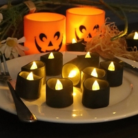 Bougies LED à piles, effet flamme vacillante, mini-lumières, coque en plastique noir, décoration intérieure de Noël