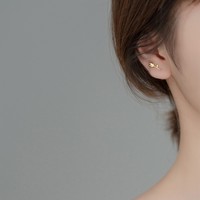 925 Sterling Silber Blumen-Tulpenform Vergoldete Kleine Ohrstecker Modeschmuck für Frauen und Mädchen