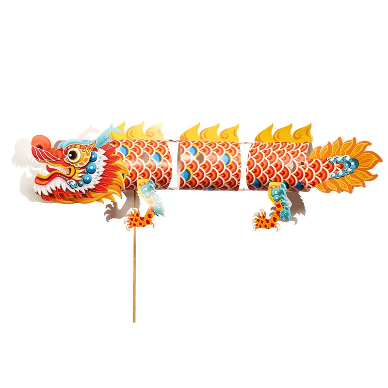 DIY Hand Made Material Dragão Chinês 3D Paper Craft Chinese Festival Gift Craft Chinese Dragon Lamp Presentes Dragon light Para Kid