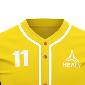 Maillots de baseball de bouton d'enfants jaunes vierges broderie uniforme de baseball personnalisée - Product Image 5