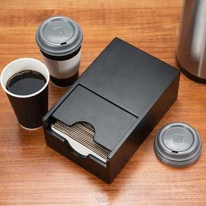Wood <b>Coffee</b> <b>Cup</b> Sleeve Dispenser Sleeve Holder Automatic Pickup Design <b>Coffee</b> Accessories Organizer for Home,<b>Coffee</b> Bar - Product Image 6
