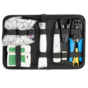 Kit d'outils de réparation de réseau avec pince à sertir, attaches pour câbles et testeur pour travaux de réseau domestique - Product Image 1
