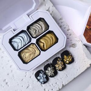 Kit de vernis à <span class=keywords><strong>ongles</strong></span> UV solide non toxique longue durée, sans rinçage, effet gel flash, peinture métallique densifiée 4 couleurs personnalisées, pour dessin <span class=keywords><strong>sur</strong></span> <span class=keywords><strong>ongles</strong></span> - Product Image 1
