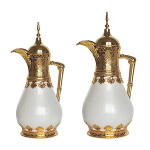 Copo de café luxuoso estilo árabe prateado ouro Dallah garrafa térmica a vácuo para manter quente 24 horas