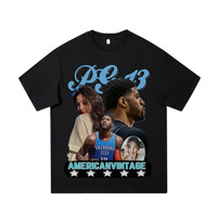 T-shirt Homme Manches Courtes 100% Coton Style Urbain Imprimé Stars du Basketball Américain Coupe Oversize Rose James Durant Curry Vente en Gros