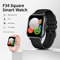 Reloj Inteligente TFT Cuadrado F34 con Logotipo Personalizado, Llamadas, Resistente al Agua IP67, Frecuencia Cardíaca, Oxígeno en Sangre, Reloj Deportivo