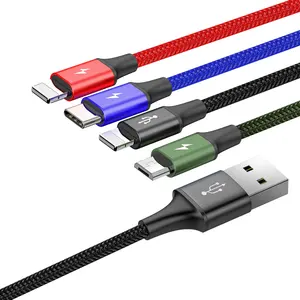 Baseus Fast 4 in 1 Cable For IP +Type-C+Micro 3.5A 1.2M USB Data Line Cable