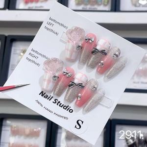 <span class=keywords><strong>Uñas</strong></span> Postizas Hechas a Mano al por Mayor, con Pedrería <span class=keywords><strong>de</strong></span> Lujo Personalizada, 10 Piezas/Juego, Reutilizables, Marca Privada para <span class=keywords><strong>Salón</strong></span> - Product Image 4