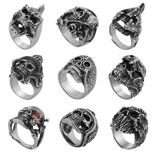 Anillos Punk para Hombre, Joyería de Acero Inoxidable, Diseños de Calaveras, Anillo de Dedo Personalizado Vikling, Precio al por Mayor - Product Image 6