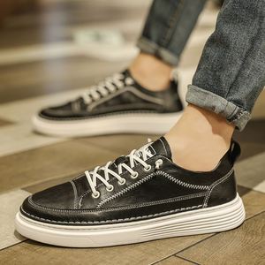 Nouvelles baskets tendance pour hommes 2024, en microfibre noire, personnalisables, chaussures de marche décontractées toutes saisons à lacets, vente chaude OEM - Product Image 5