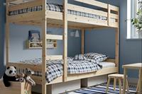 Lit superposé double moderne de luxe pour enfants, structure en bois massif au design contemporain