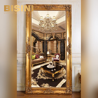 Table console miroir murale sculptée de style français de luxe, en PU, pour hall d'entrée et couloir – Approvisionnement direct usine