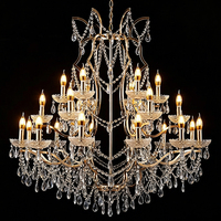 DUOMEIJU Lustre suspendu multi-couches en métal et perles de cristal, style luxe léger, pour décoration de scène d'événements, mariages et hôtels AC
