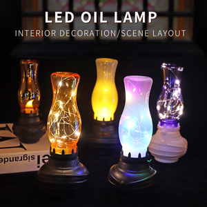 Lampu minyak tanah LED gaya lama, lampu lentera minyak Retro, lampu berkemah, dekorasi rumah, lampu meja listrik plastik, pesta Vintage - Product Image 5