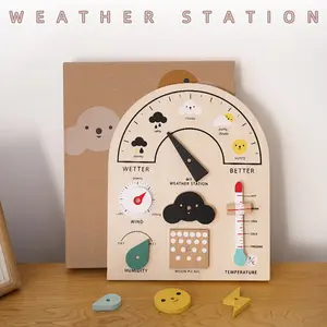 2022 Hotsale Montessori giocattoli per l'apprendimento in legno stazione meteorologica per bambini cognizione Puzzle supporti didattici educativi per bambini giocattoli per bambini