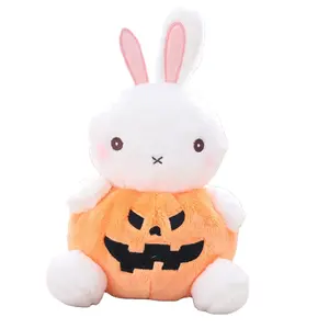 Halloween theme Stuffed animal toys Piggy Bunny Bear Frog plush sleeping hugging pillows with pumpkin gift for halloween kids