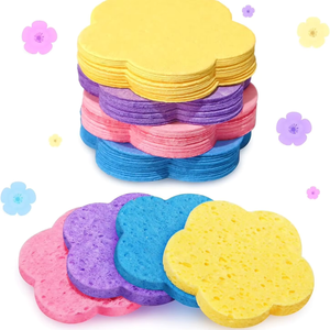 Éponge faciale en cellulose 100% naturelle en forme de fleur, éponges cosmétiques professionnelles pour le spa, éponges pour le nettoyage du visage, éponges à l'huile de lin - Product Image 5
