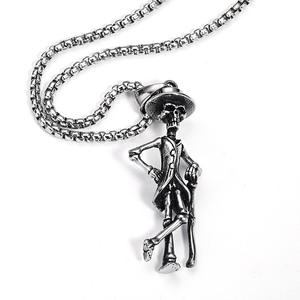 Joyería de comercio exterior Europa y los Estados Unidos moda punk bastón colgante personalidad masculina Caballero collar de acero de titanio - Product Image 3