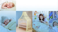 Moustiquaire de lit pliable pour bébé en tissu seersucker avec support et grands pompons pour la maison