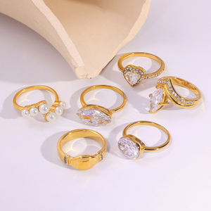 JUSNOVA Nuovi Arrivi Anello da Donna Unico con Zirconi a Diamante in Acciaio Inossidabile Placcato Oro 18K Antigraffio e Impermeabile - Product Image 5