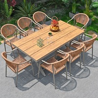 Offre Spéciale – Ensemble Table et Chaises d'Extérieur en Rotin PE Empilables à Bas Prix – Table et Chaises de Restaurant en Corde Tressée d'Aluminium pour l'Extérieur