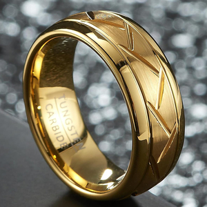 8Mm Vàng Đen Bạc Mái vòm Cơ Khí Dòng Thời Trang Nam Đồ Trang Sức Tungsten Carbide Nhẫn Cưới Engagement Cho Nam Giới - Product Image 1