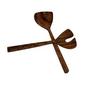 Premium Natural <b>Wooden</b> <b>Kitchen</b> Spoon <b>Set</b> of 2 Handmade Reusable Cooking Utensils for Stirring Mixing Serving Food - Product Image 3