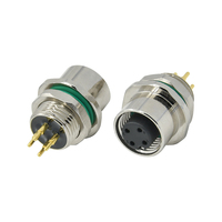 Conector de sensor impermeable ip67, 3, 4, 5, 8, 12 Pines, montado en panel de pared, pcb a, b, d, hembra de código m12, 4 pines