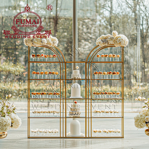 Supports de stockage de décoration en acier inoxydable doré Supports d'affichage de casier à vin de mariage - Product Image 1