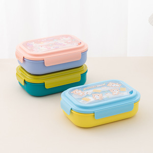 Boîte à lunch pour enfants avec bouteille d'eau, ensemble de contenants alimentaires en plastique pour l'école et la <span class=keywords><strong>maternelle</strong></span>, avec cuillère et fourchette - Product Image 2