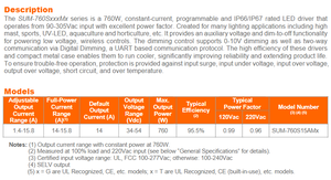 Inventronics SUM-760S15AMG Protection par branchement à chaud Entrée AC90-305V sortie Éclairage DC34-54V Pilote LED 760W IP66/IP67 Étanche - Product Image 3