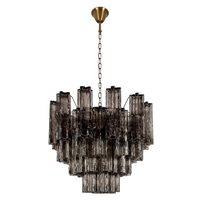 Lustre suspendu personnalisé en verre Murano style Mid-Century, multicouche ondulé, couleurs variées, pour villa, hôtel, plafond haut